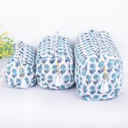 ORGANIC Cotton Handmade block printed Zipper Pouch, Make-up purse, Utility bag- Gift for Her - CraftJaipur